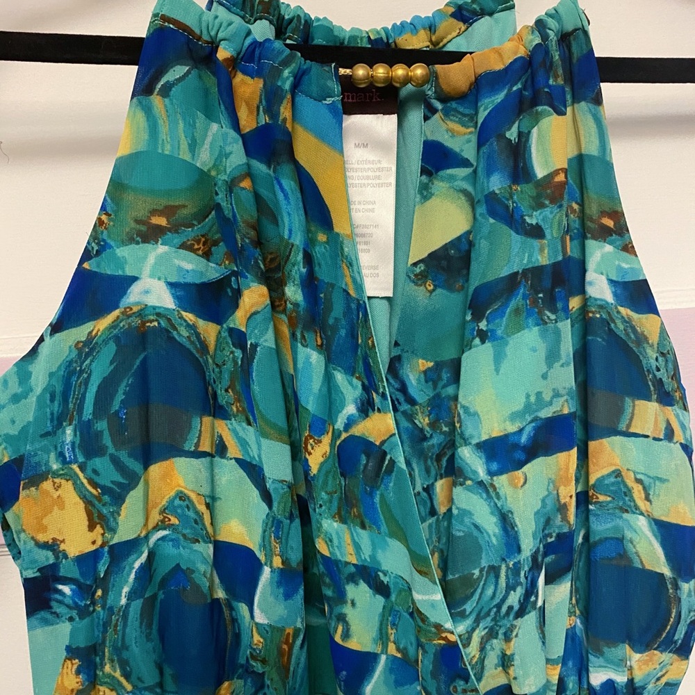 AVON MARK PATTERNED HIGH-LOW DRESS